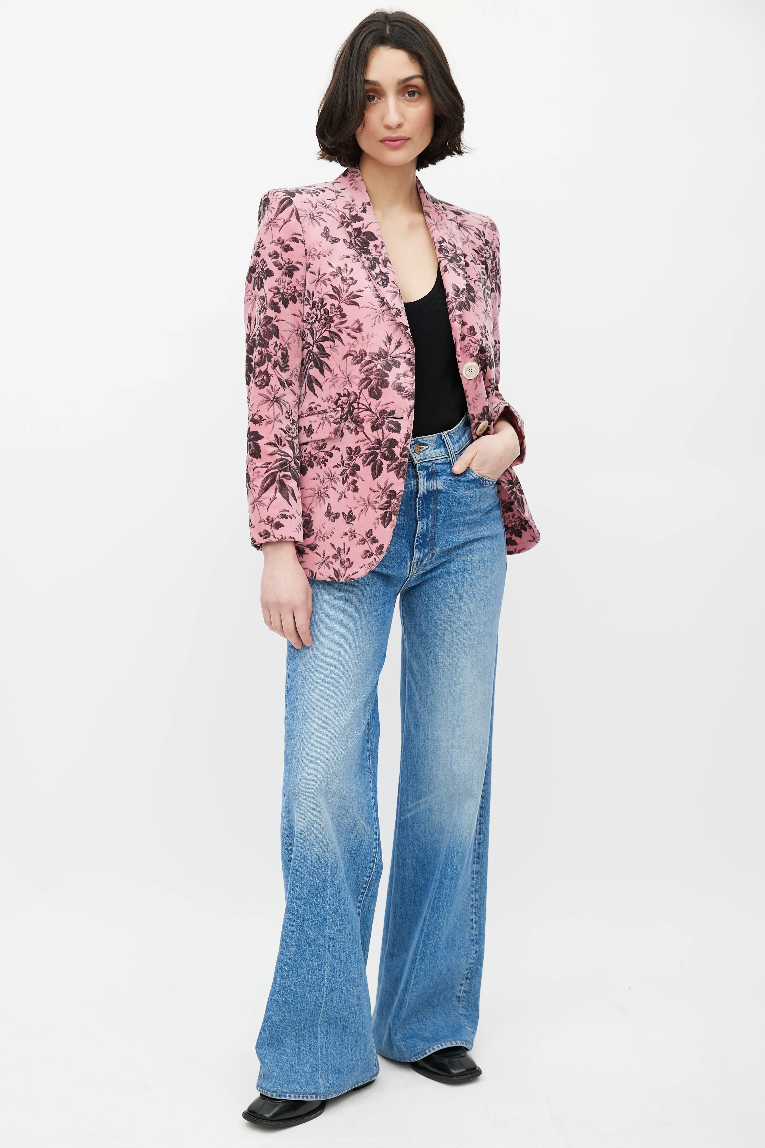 2016 Pink & Black Velvet Herbarium Blazer