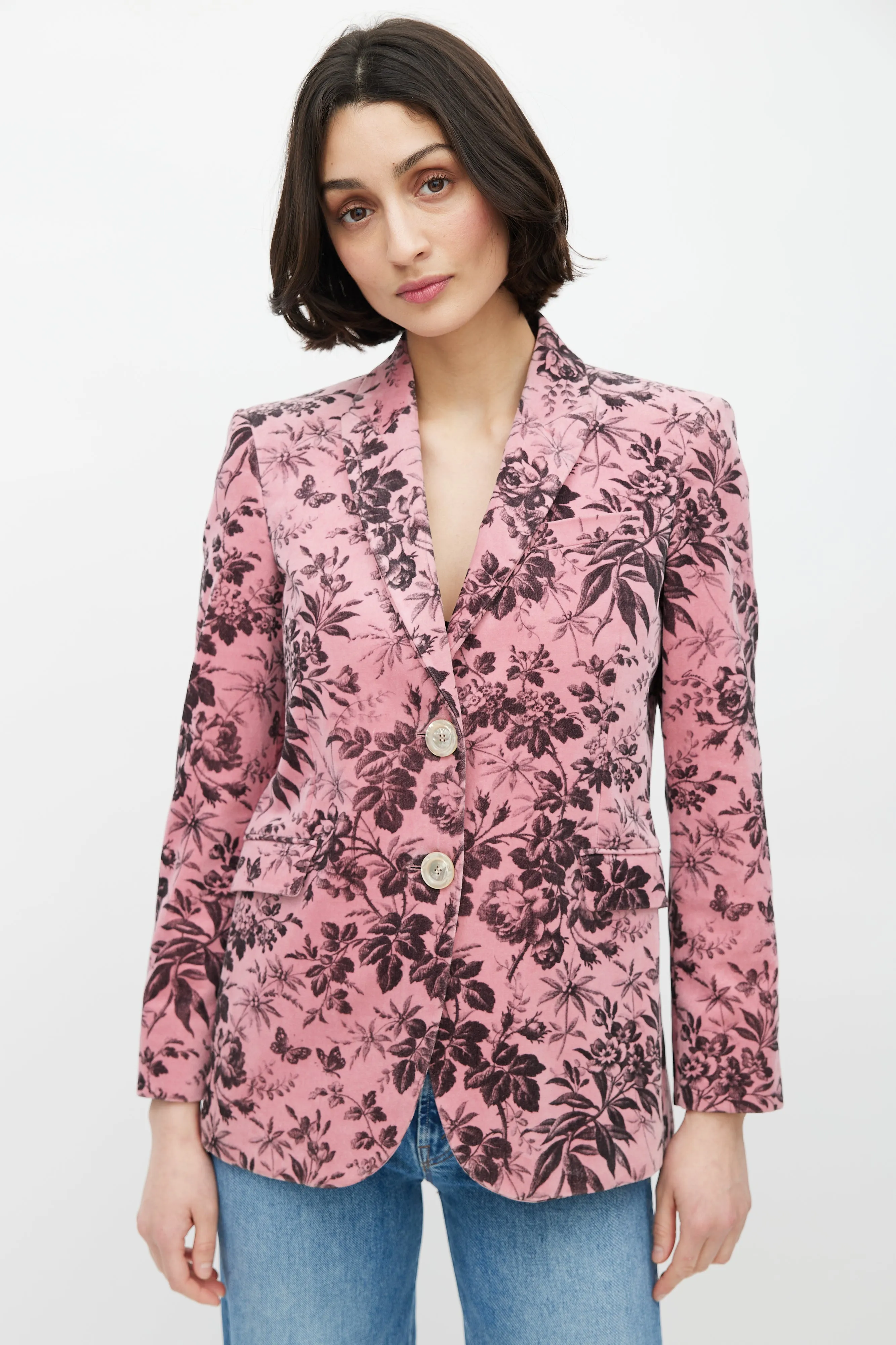 2016 Pink & Black Velvet Herbarium Blazer