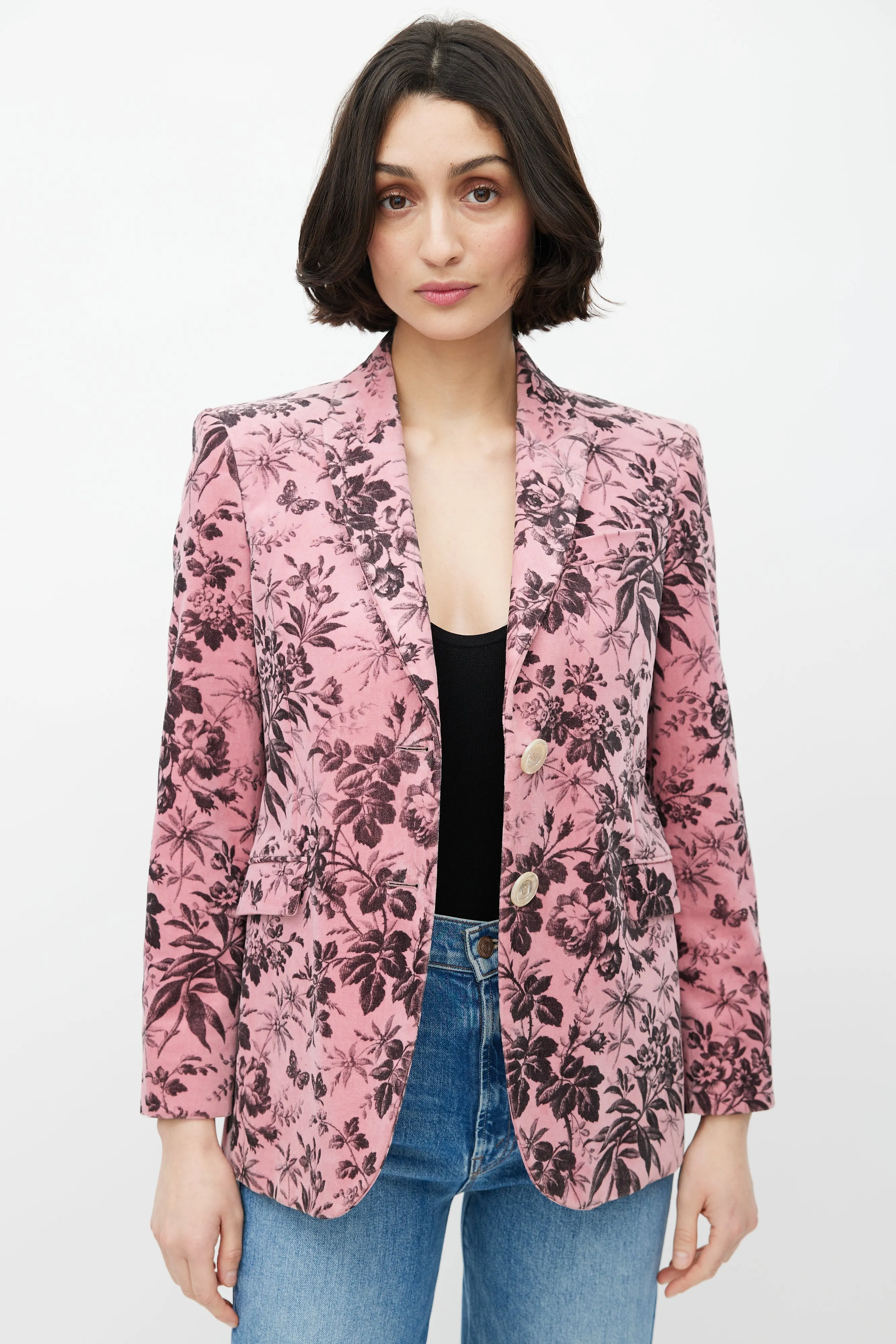 2016 Pink & Black Velvet Herbarium Blazer