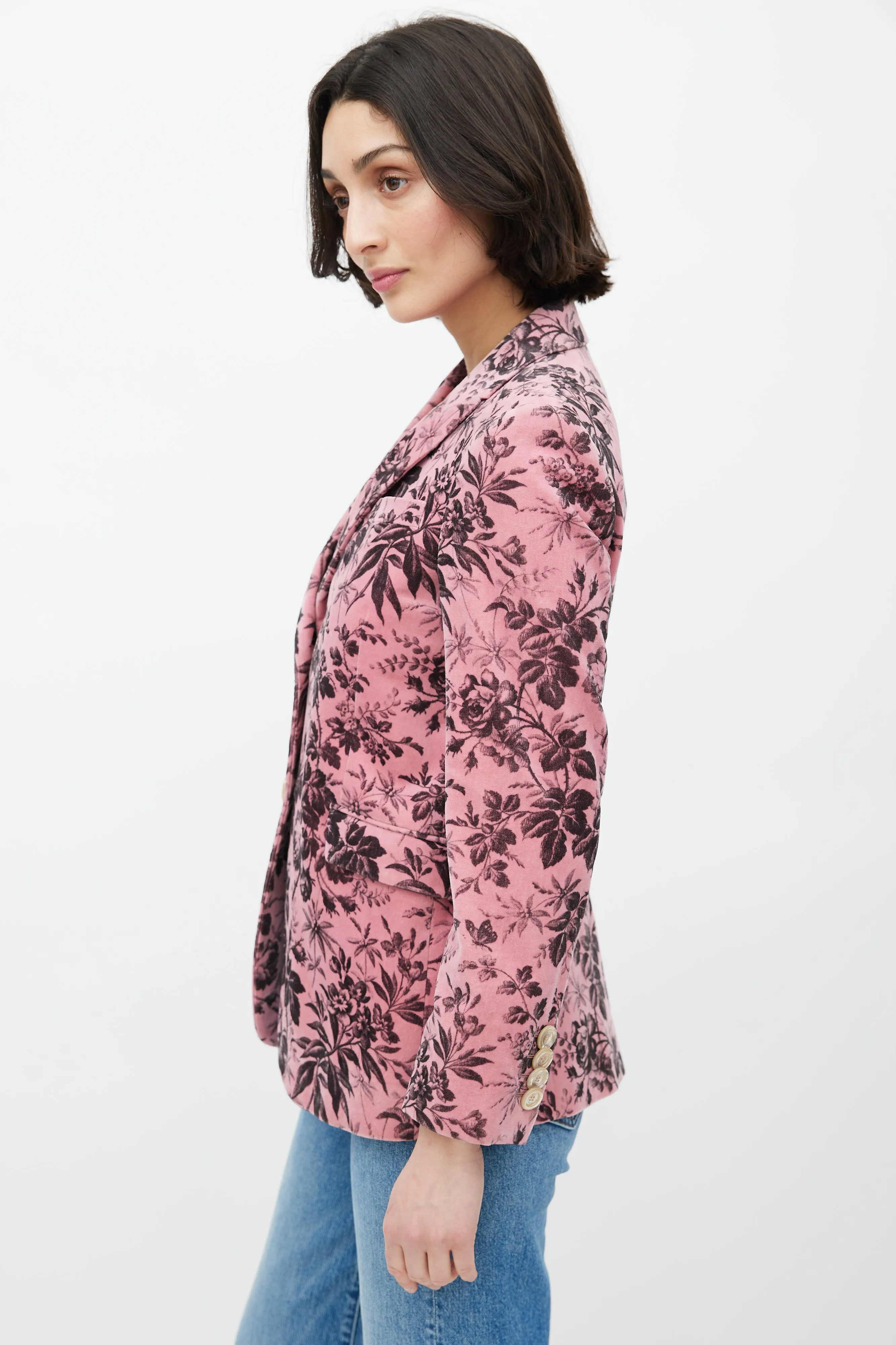 2016 Pink & Black Velvet Herbarium Blazer