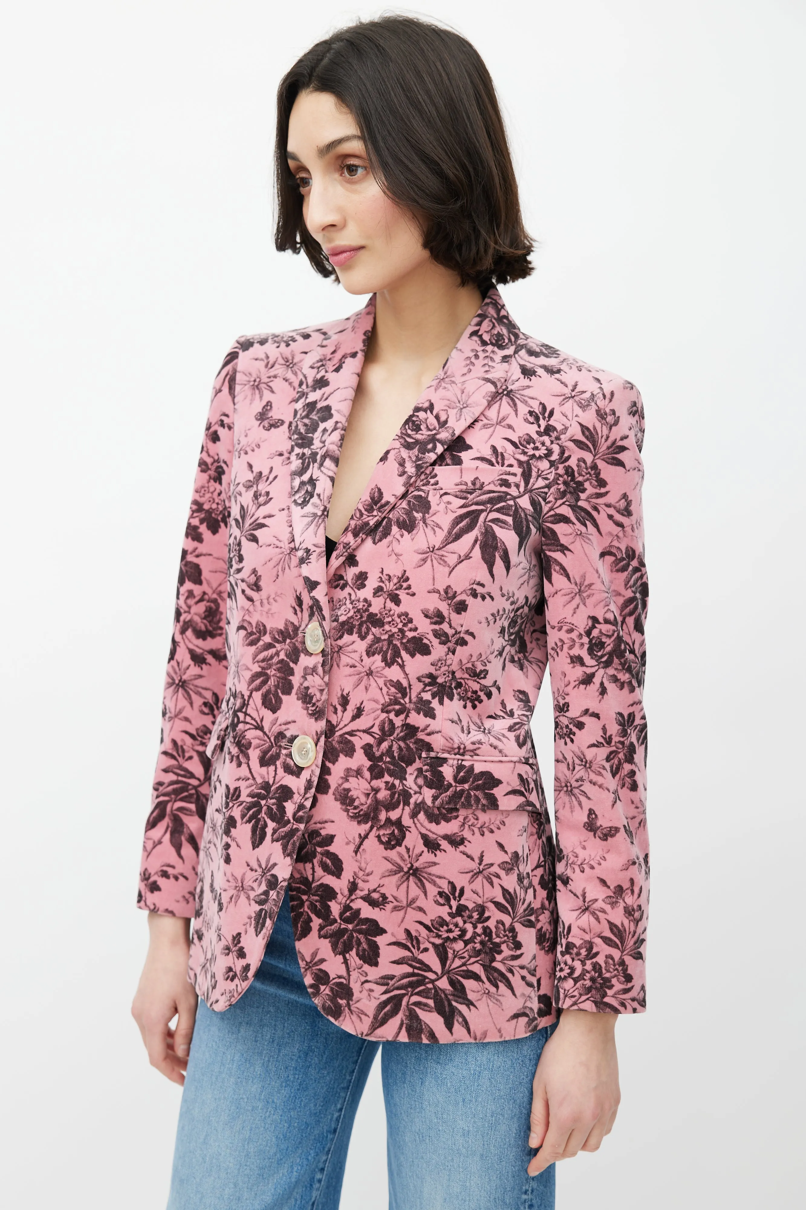 2016 Pink & Black Velvet Herbarium Blazer