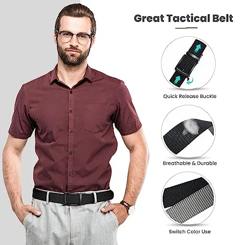 BELTROAD Mens Ratchet Belts Black Quick Release Nylon Belt for Him Reversible Golf Belt Black Buckle