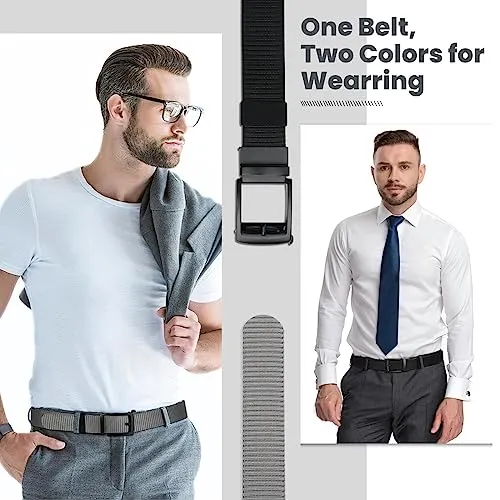 BELTROAD Mens Ratchet Belts Black Quick Release Nylon Belt for Him Reversible Golf Belt Black Buckle