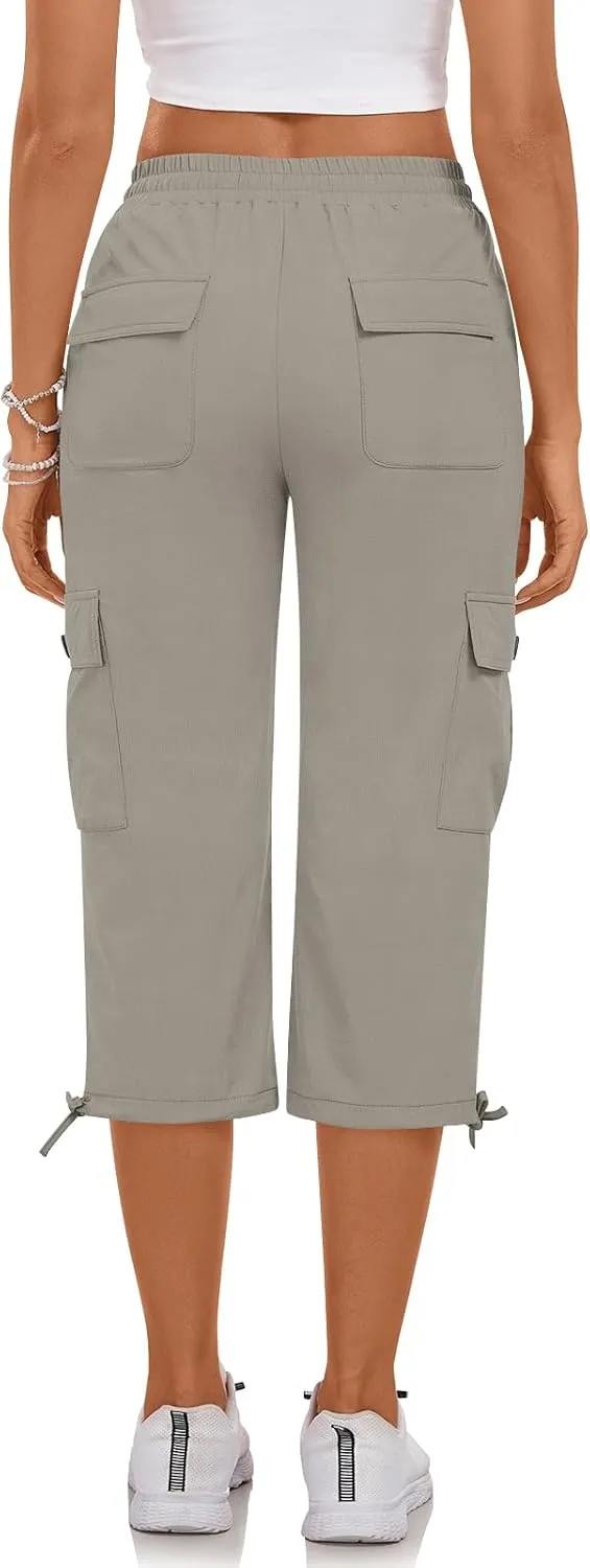 Bestbee Cargo Capris Hiking Pants for Women, Lightweight Quick Dry Outdoor Athletic Travel Casual Trousers with 6 Pockets