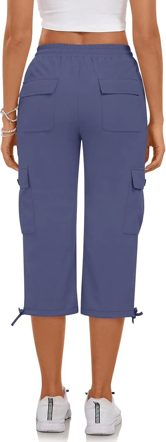 Bestbee Cargo Capris Hiking Pants for Women, Lightweight Quick Dry Outdoor Athletic Travel Casual Trousers with 6 Pockets