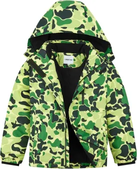 Boys Waterproof Ski Jacket Fleece Lined Warm Winter Snow Coat Hooded Winter Jacket for Kids