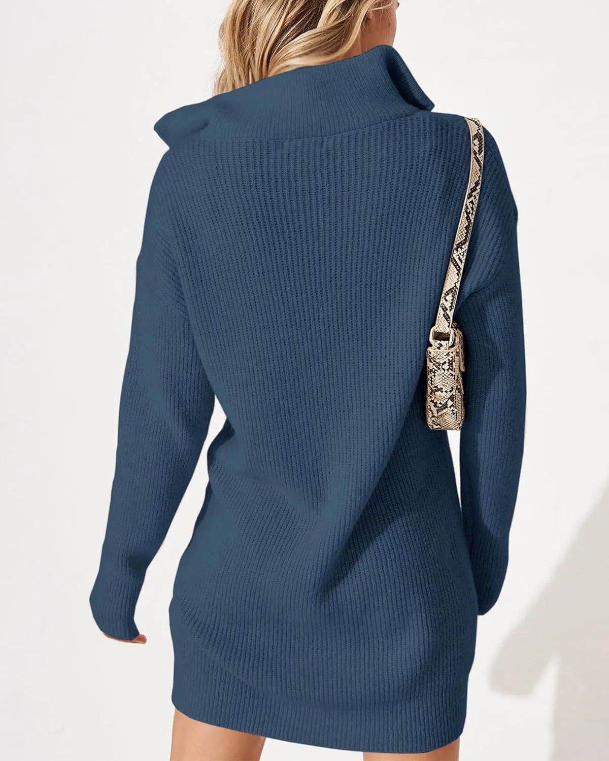 BTFBM Women Casual V Neck Knit Mini Fall Sweater Dresses Long Sleeve Loose Fit Solid Color Ribbed Pullover Jumper Sweaters
