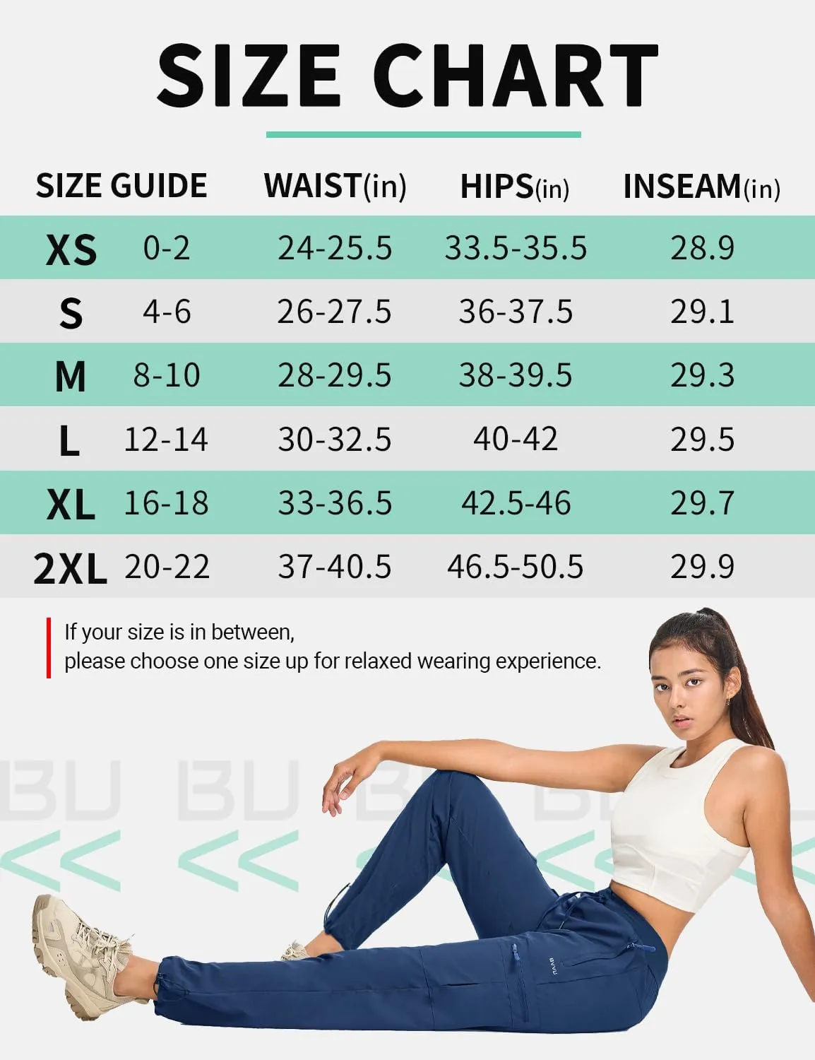 BVVU Women's Hiking Pants Lightweight Quick Dry Travel Outdoor Pants Waterproof Work Cargo Joggers with Zipper Pockets