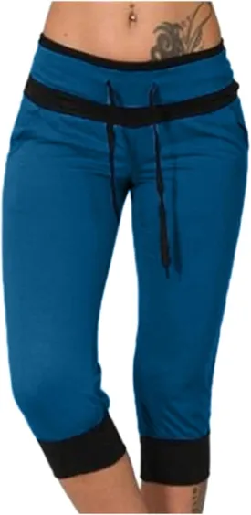 Capri Pants for Women Summer High Waisted Capris Pant Cropped Trouser Pants Stretchy Cinch Bottom Pant with Pocket