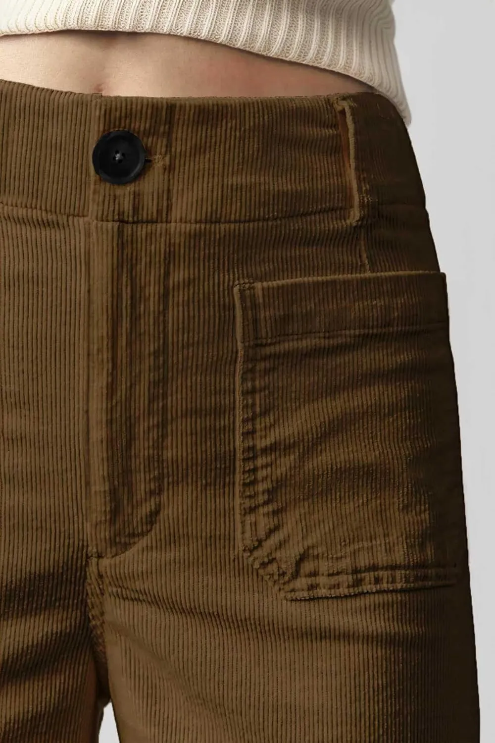 Corduroy Pants Women Elastic Waist Business Casual Pants Bell Bottoms for Women Wide Leg Trousers Flare Pants