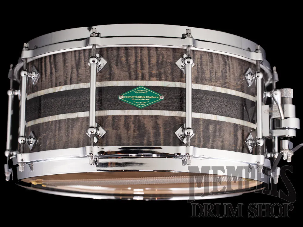 Craviotto 14x6.5 20th Anniversary Q1 Solid Black Curly Snare Drum with Die-Cast Hoops