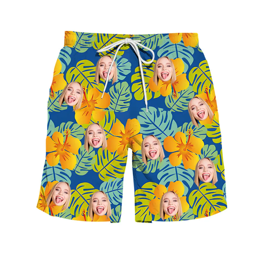 Customized Men's Beach Shorts Casual Summer Bottoms Holiday Party Wear Personalized Gifts for Dad/ Husband/ Boyfriend