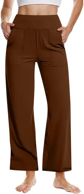 Dress Pants Women Work Business Pants Tummy Control Office Straight Wide Leg Trousers High Waisted Ladies Slacks