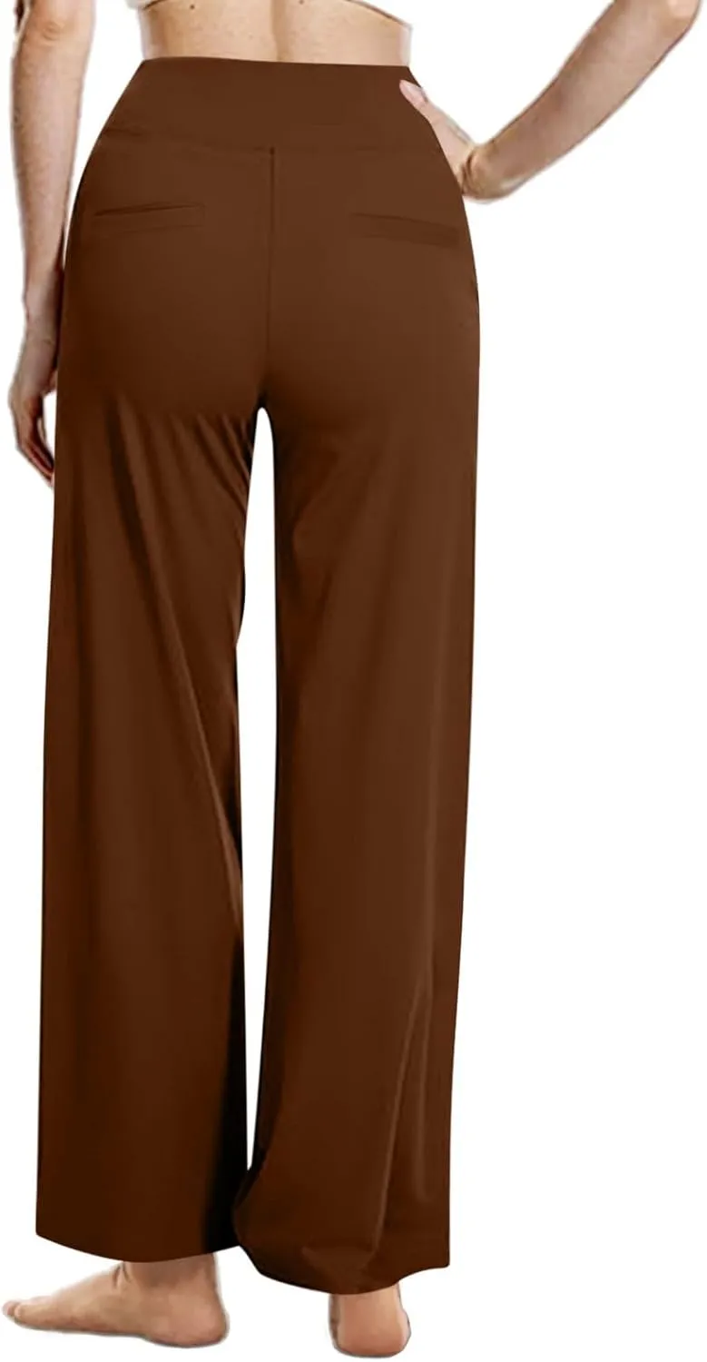 Dress Pants Women Work Business Pants Tummy Control Office Straight Wide Leg Trousers High Waisted Ladies Slacks