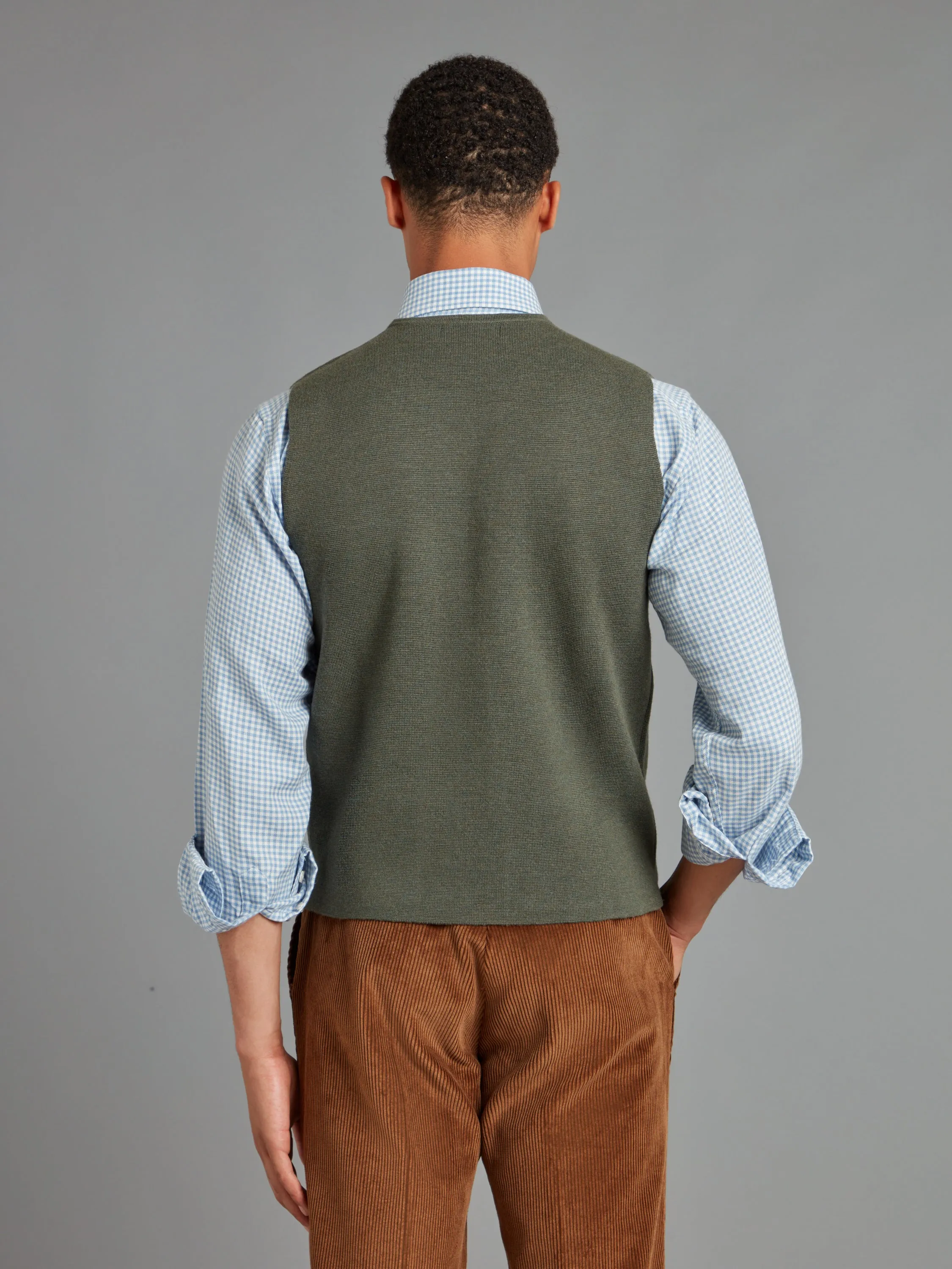 Fine Merino Wool Vest - Seaweed Green
