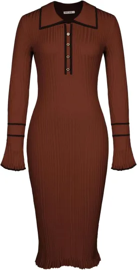 GRACE KARIN Women's 2024 Long Sleeve Sweater Dress Button Knit Slim Fit Casual V Neck Elegant Bodycon Midi Dresses