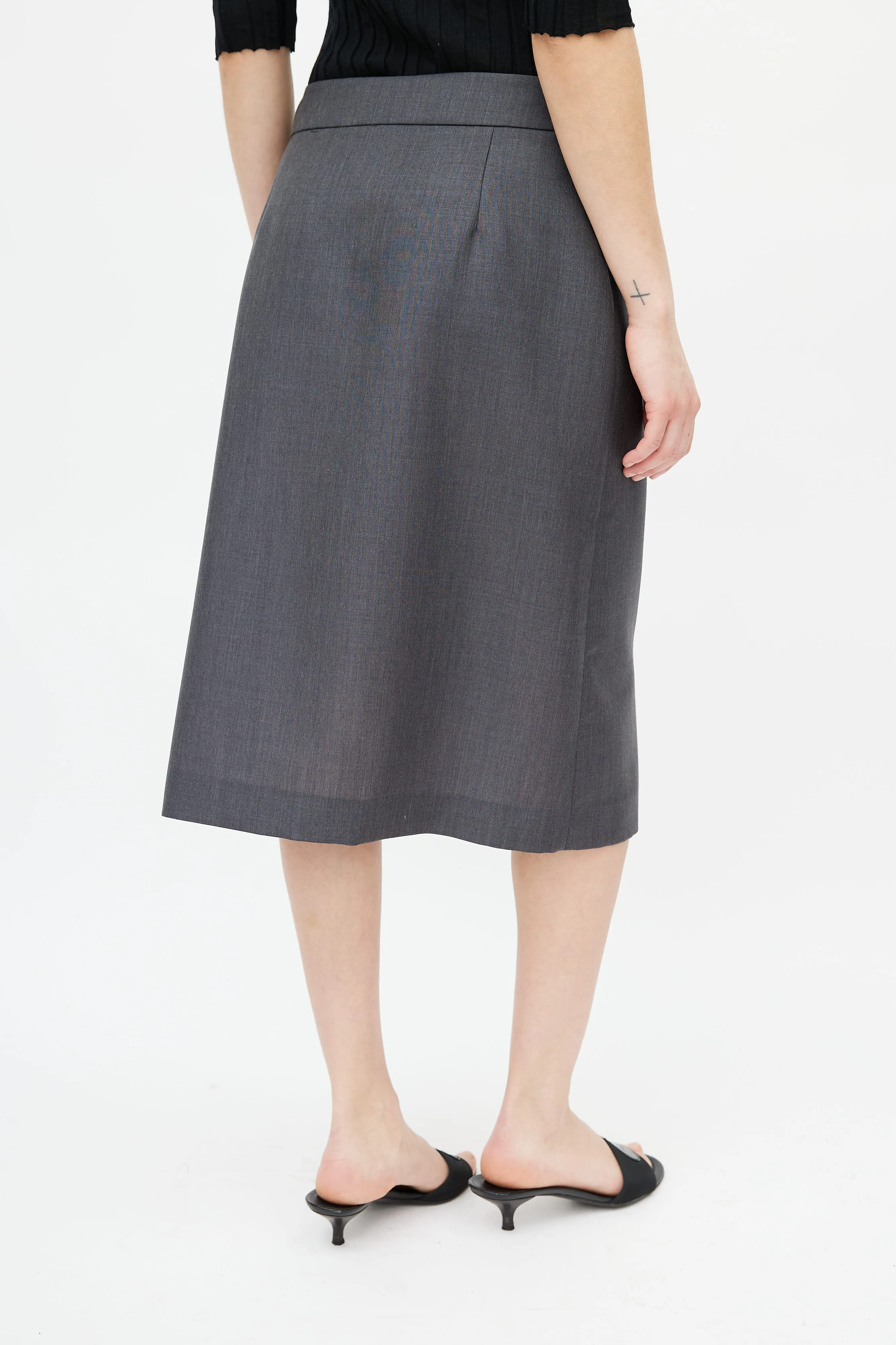 Grey Wool Wrap Skirt