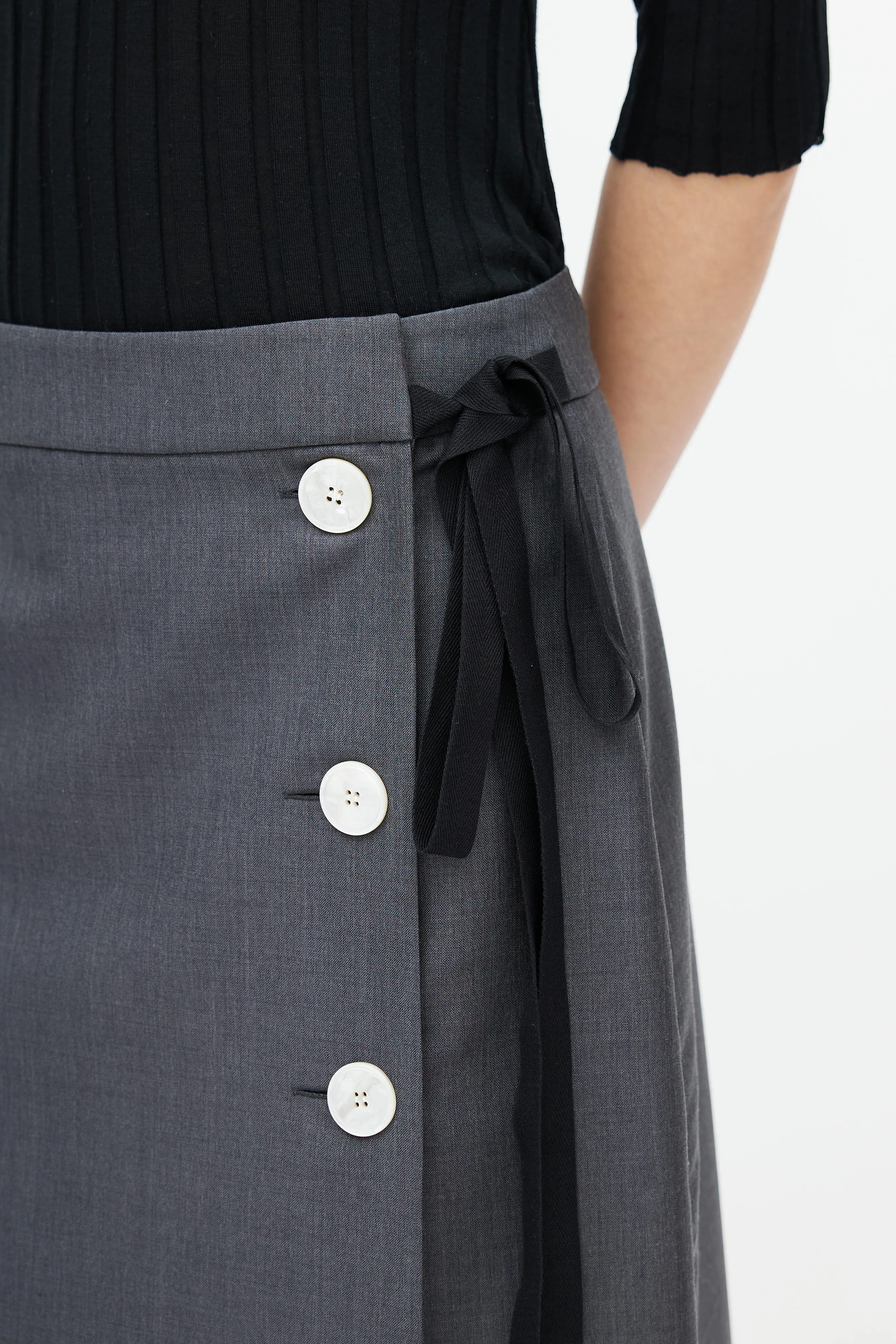 Grey Wool Wrap Skirt
