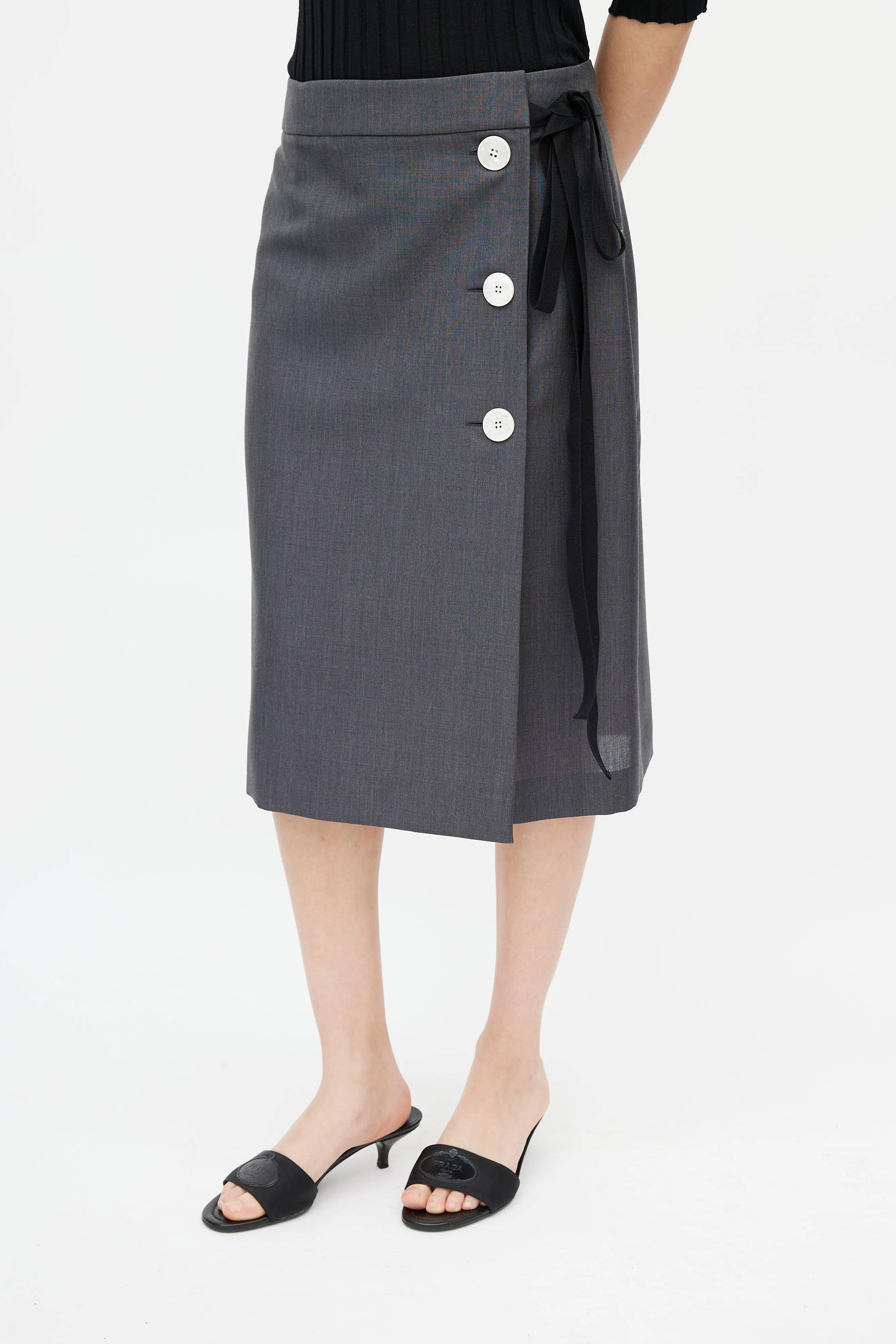 Grey Wool Wrap Skirt