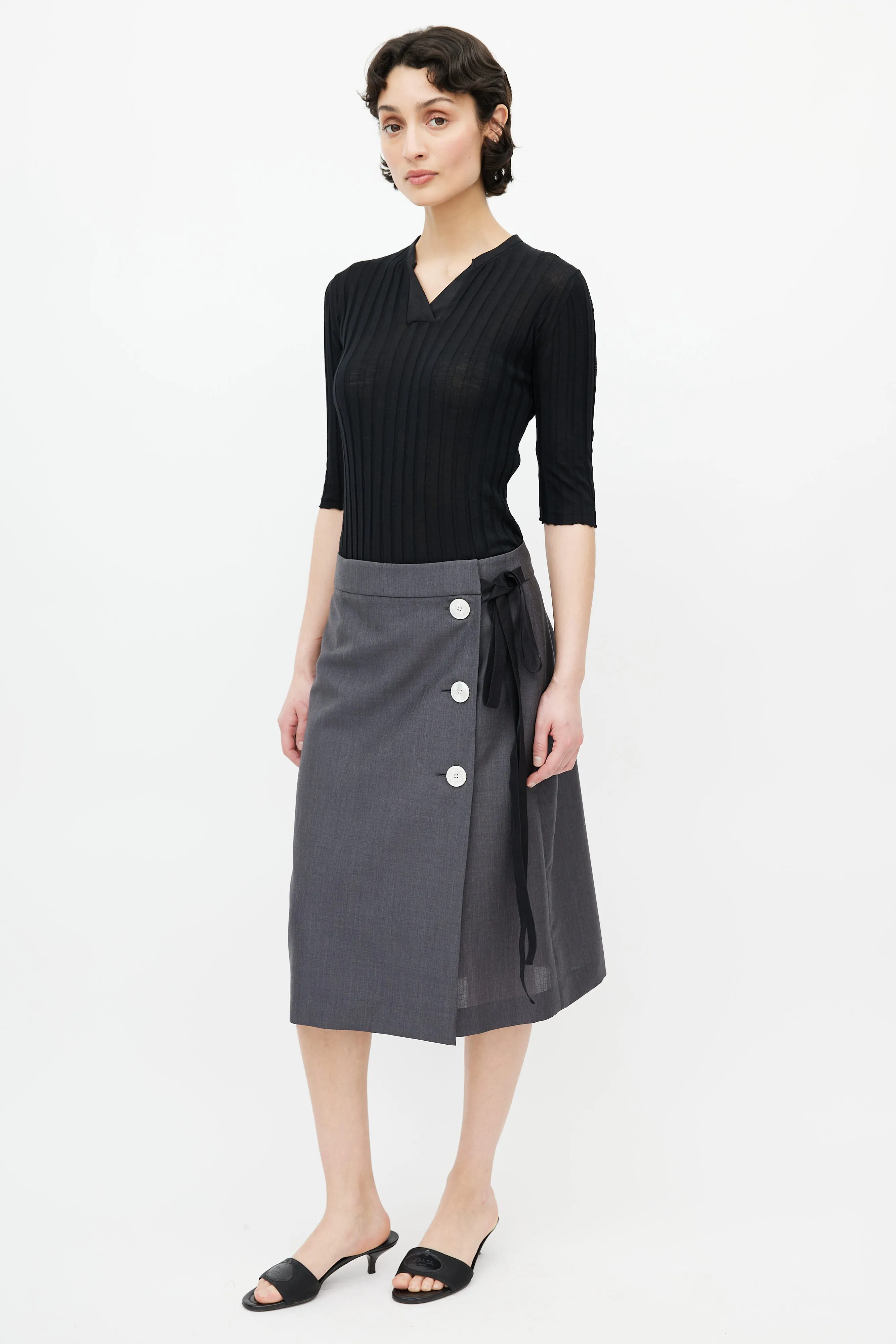 Grey Wool Wrap Skirt