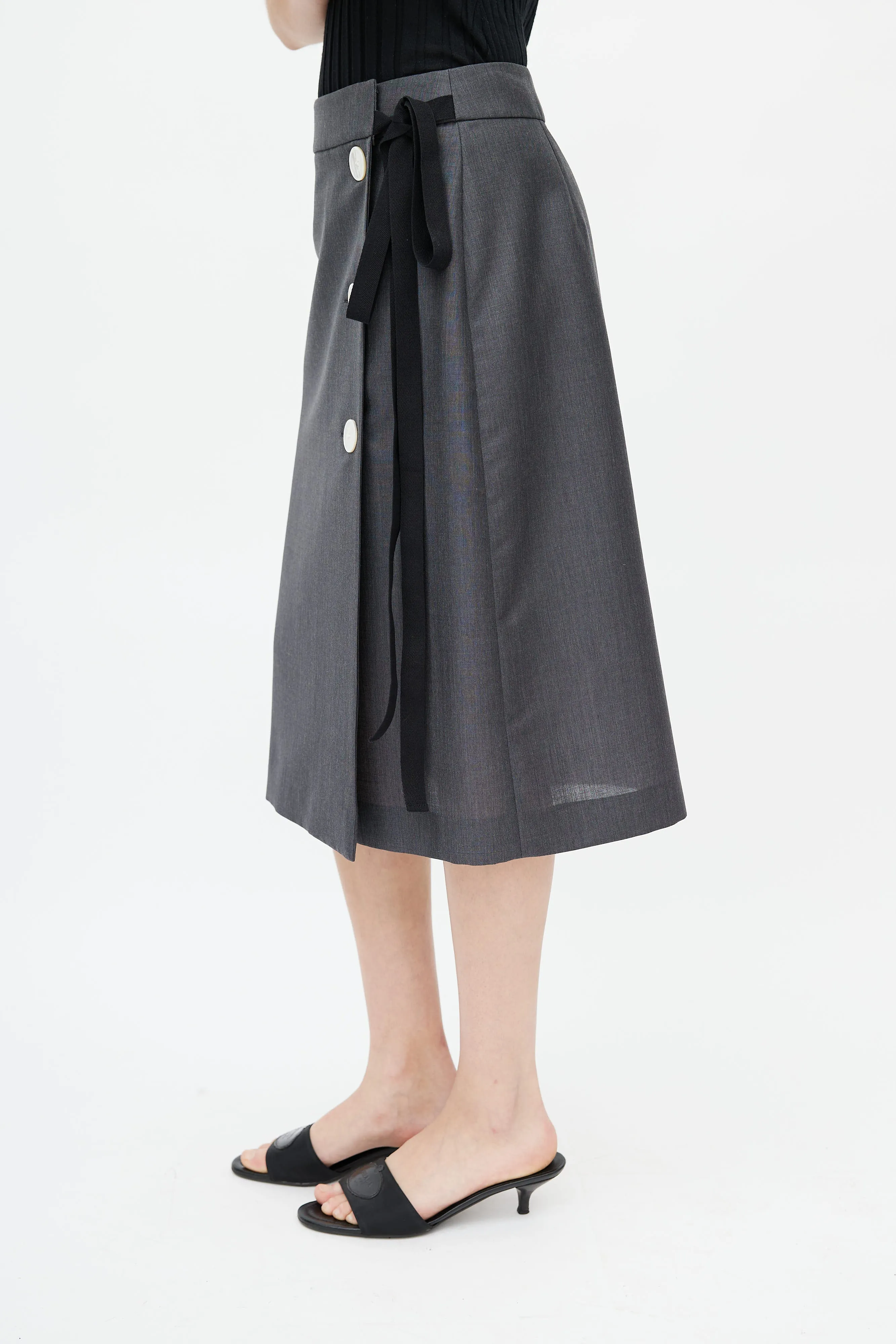 Grey Wool Wrap Skirt