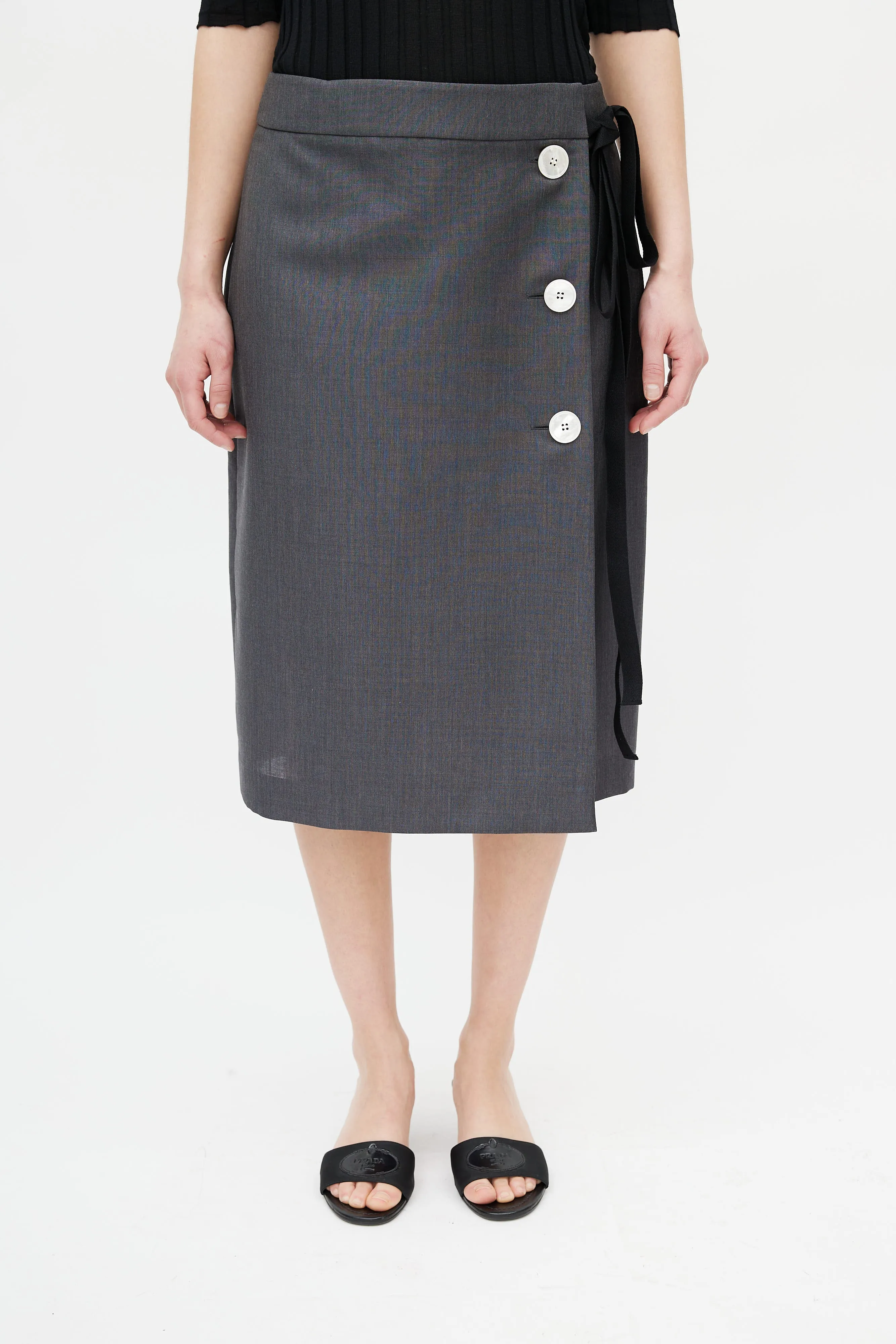 Grey Wool Wrap Skirt