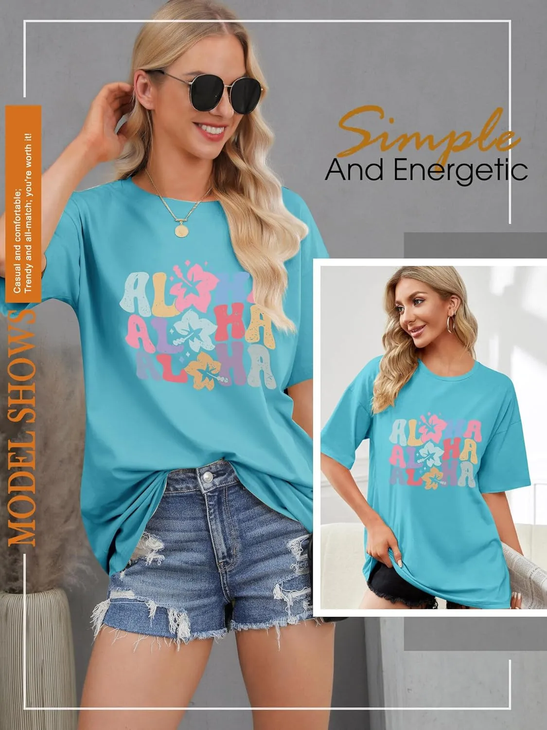 Hawaiian Shirts Women Oversized Aloha Shirt Flower Graphic Short Sleeve Family Vacation Beach T-Shirt Tops