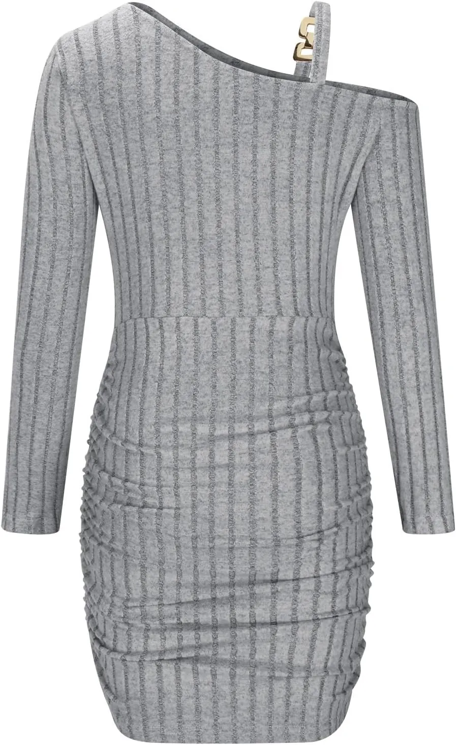 HGps8w Sweater Dress for Women Sexy Cold Shoulder Chain Strap Slim Fit Ribbed Knit Cocktail Party Bodycon Mini Dresses