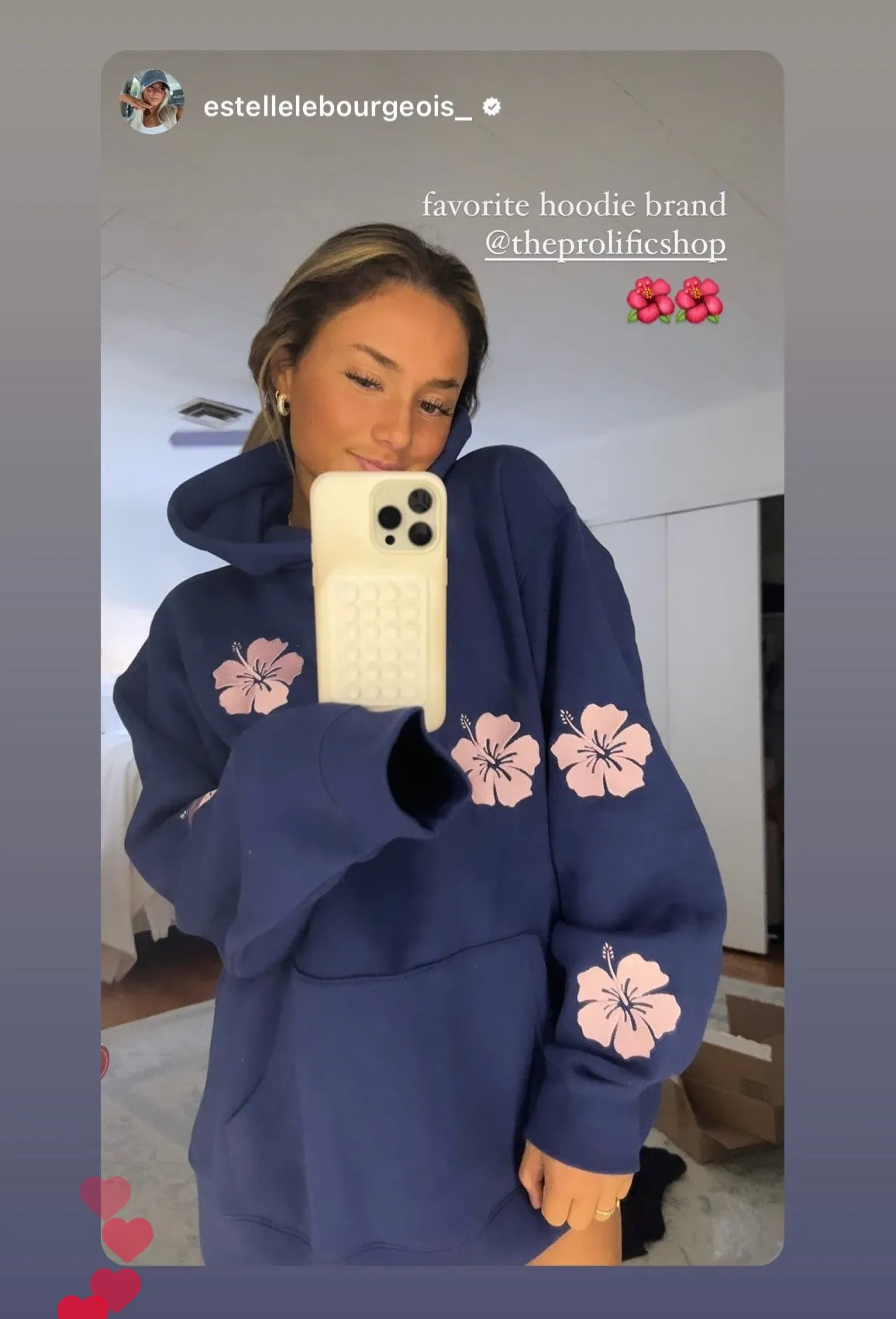 HIbiscus flower embroidered Hoodie