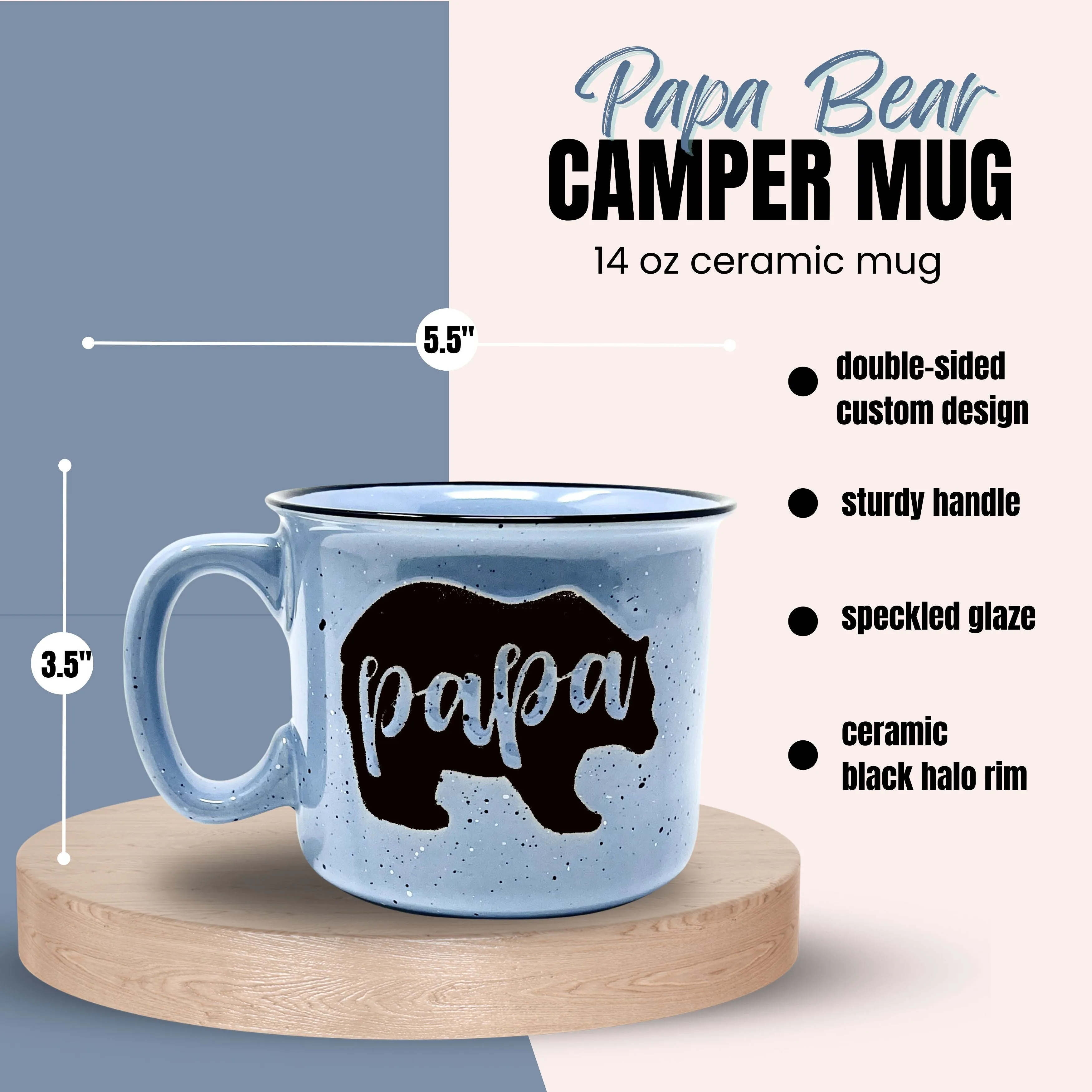 Mama Bear Coffee Mug for Mom, Mother, Wife - Cute Coffee Cups for Women - Unique Fun Gifts for Her, Mother's Day, Christmas (Mama Bear Teal and Papa Bear Light Blue Gift Set)