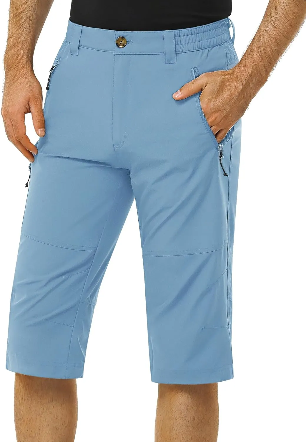 Men's Hiking Golf Capri Pants 3/4 Cargo Quick Dry Lightweight Stretch Below Knee Shorts Pants Travel Casual