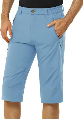 Men's Hiking Golf Capri Pants 3/4 Cargo Quick Dry Lightweight Stretch Below Knee Shorts Pants Travel Casual