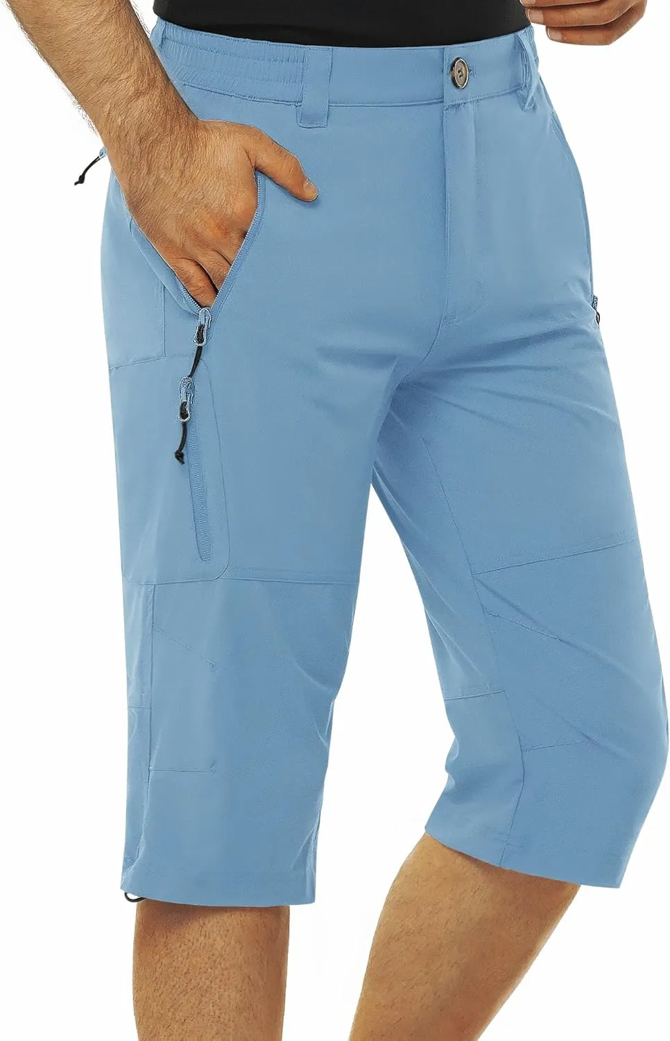 Men's Hiking Golf Capri Pants 3/4 Cargo Quick Dry Lightweight Stretch Below Knee Shorts Pants Travel Casual