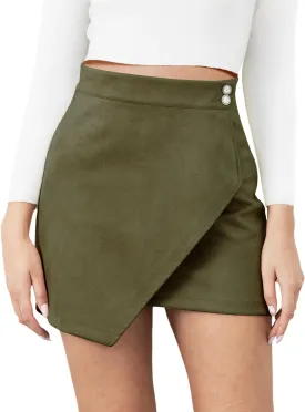 Mini Skirt for Women Elastic High Waist Bodycon Wrap Skirt Silky Smooth Stretchy Suede Skirt