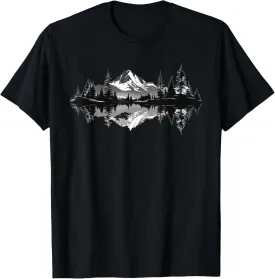 Mountain Landscape Reflection Forest Trees Outdoor Wildlife T-Shirt