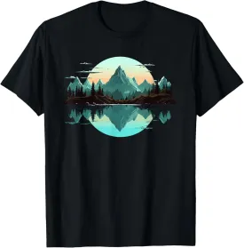 Mountain Landscape Reflection Forest Trees Outdoor Wildlife T-Shirt