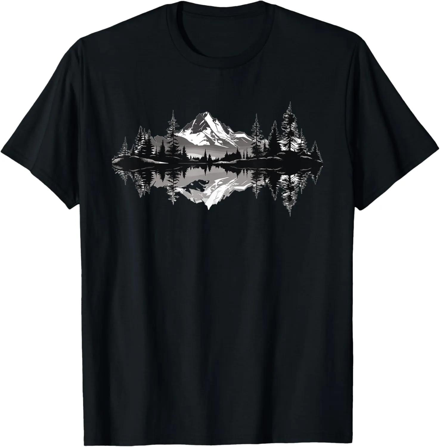 Mountain Landscape Reflection Forest Trees Outdoor Wildlife T-Shirt