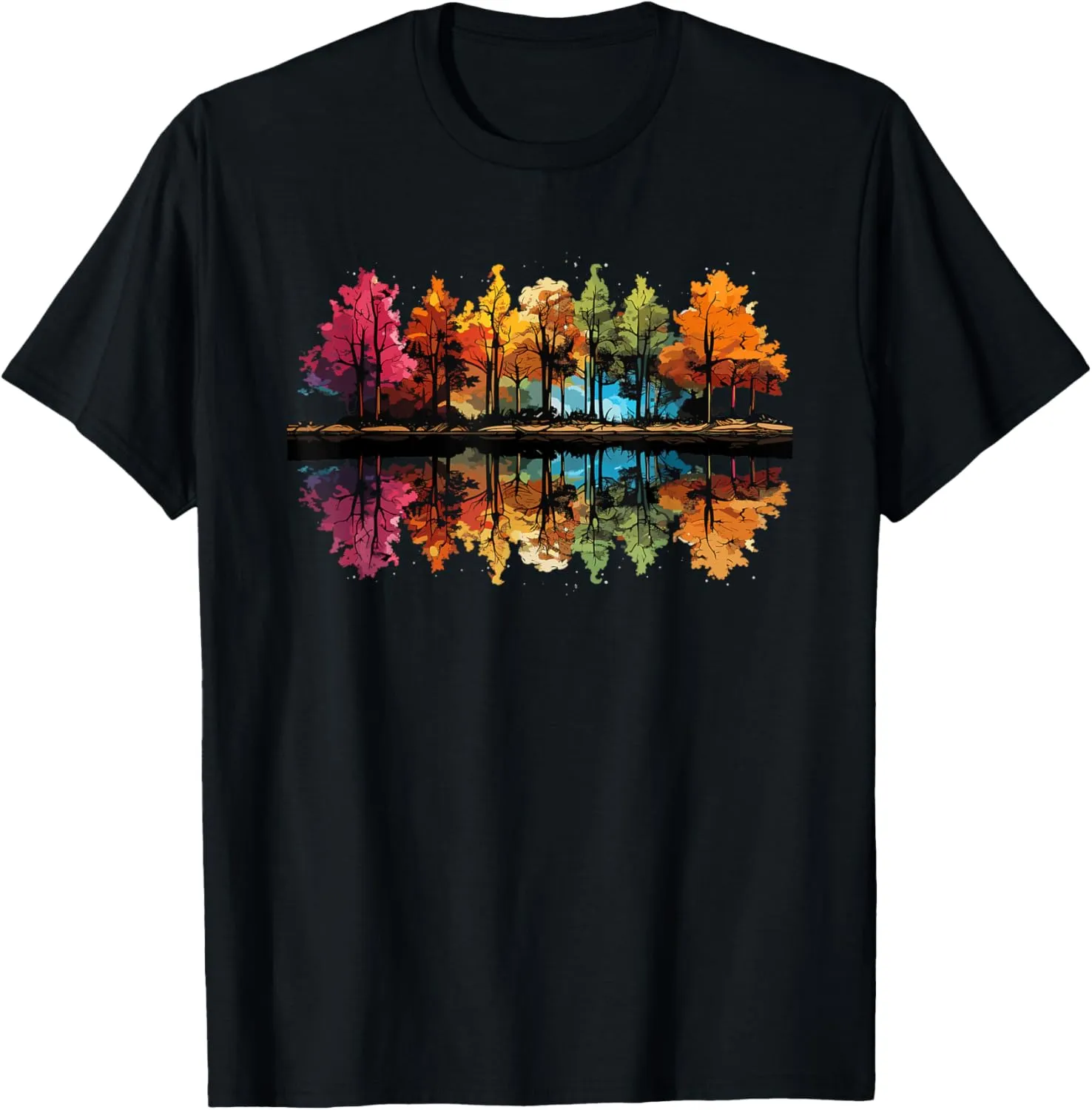Nature Reflection Forest Trees Outdoor Wildlife T-Shirt