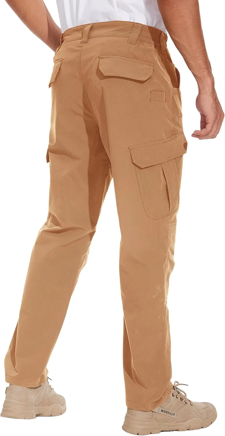 NATUVENIX Tactical Pants for Men, Water Resistant Hiking Cargo Pants Lightweight Outdoor Work Pants for Men Ripstop