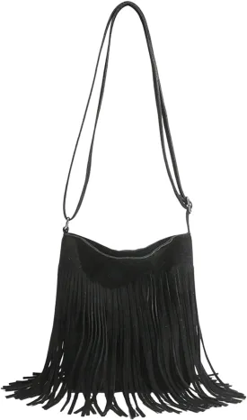 OYOANGLE Women's Fringe Hobo Bags Adjustable Strap Tassel Crossbody Bags Hippie Western Purse Cowgirl Shoulder Bag