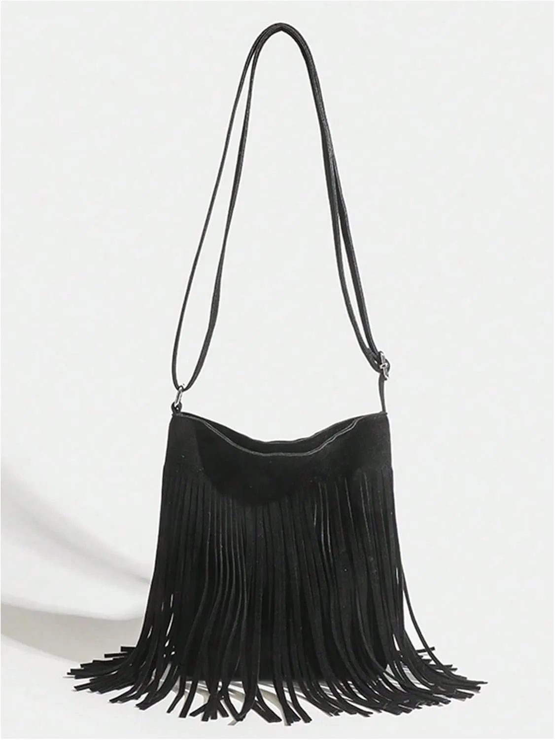 OYOANGLE Women's Fringe Hobo Bags Adjustable Strap Tassel Crossbody Bags Hippie Western Purse Cowgirl Shoulder Bag