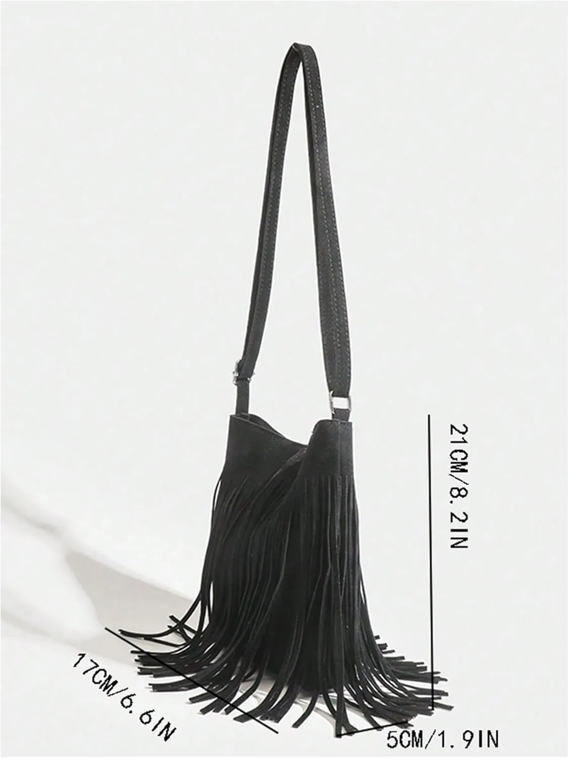 OYOANGLE Women's Fringe Hobo Bags Adjustable Strap Tassel Crossbody Bags Hippie Western Purse Cowgirl Shoulder Bag