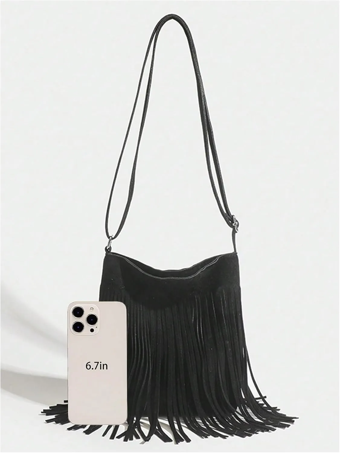 OYOANGLE Women's Fringe Hobo Bags Adjustable Strap Tassel Crossbody Bags Hippie Western Purse Cowgirl Shoulder Bag