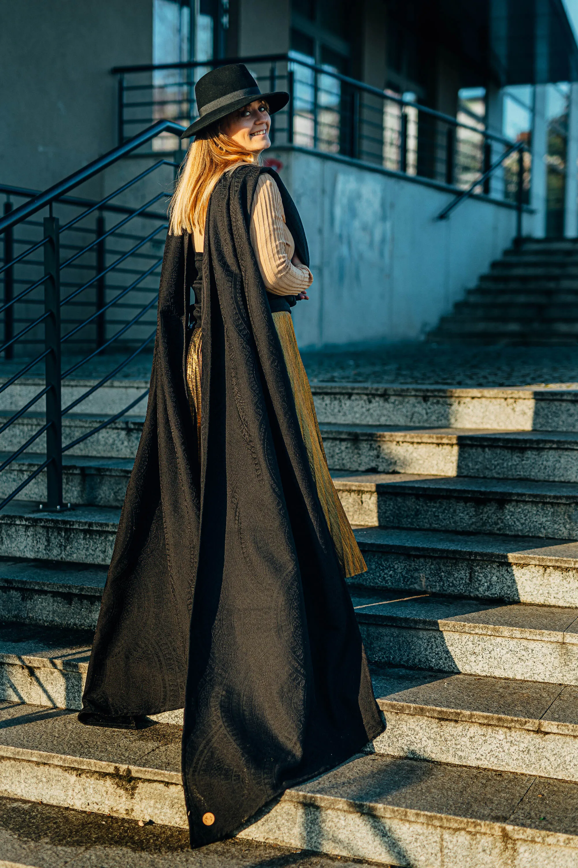 Peacock's Tail Pitch Black Woven Wrap by LennyLamb