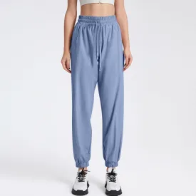 Quick Dry Stretch Pants for Women Summer Straight Leg Pull on Hiking Pants Plus Size Drawstring Flexipants with Pockets