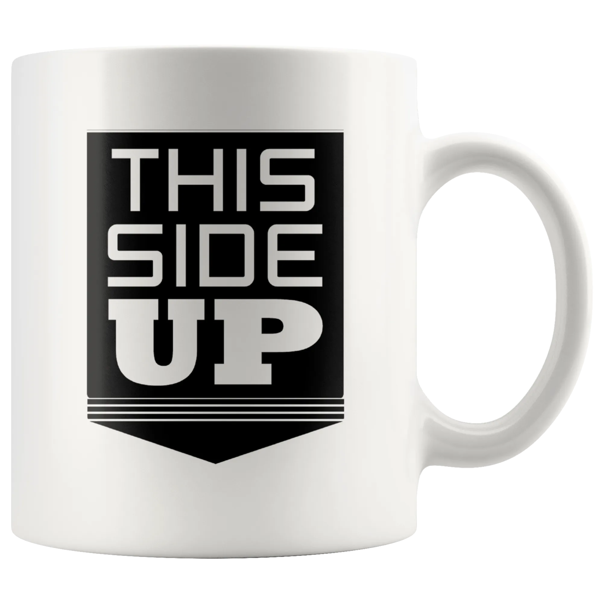 Sarcastic Coffee Mug - Humorous Present For Buddy - Ideal Gift For Friend, kids Or wife - Mug Slogan "This side up