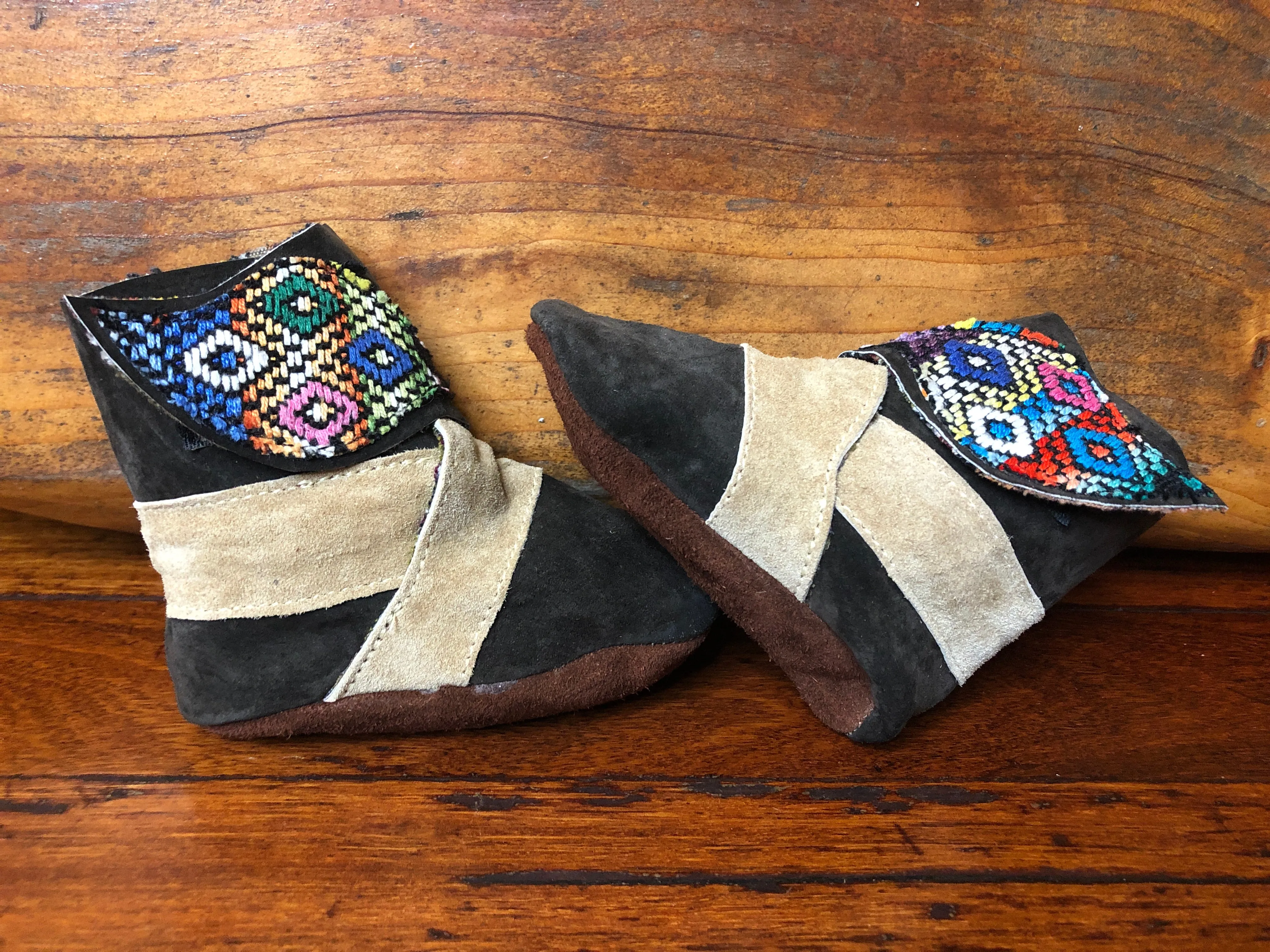 Size 19 Baby Ninja Boots - Black and Grey Diamonds