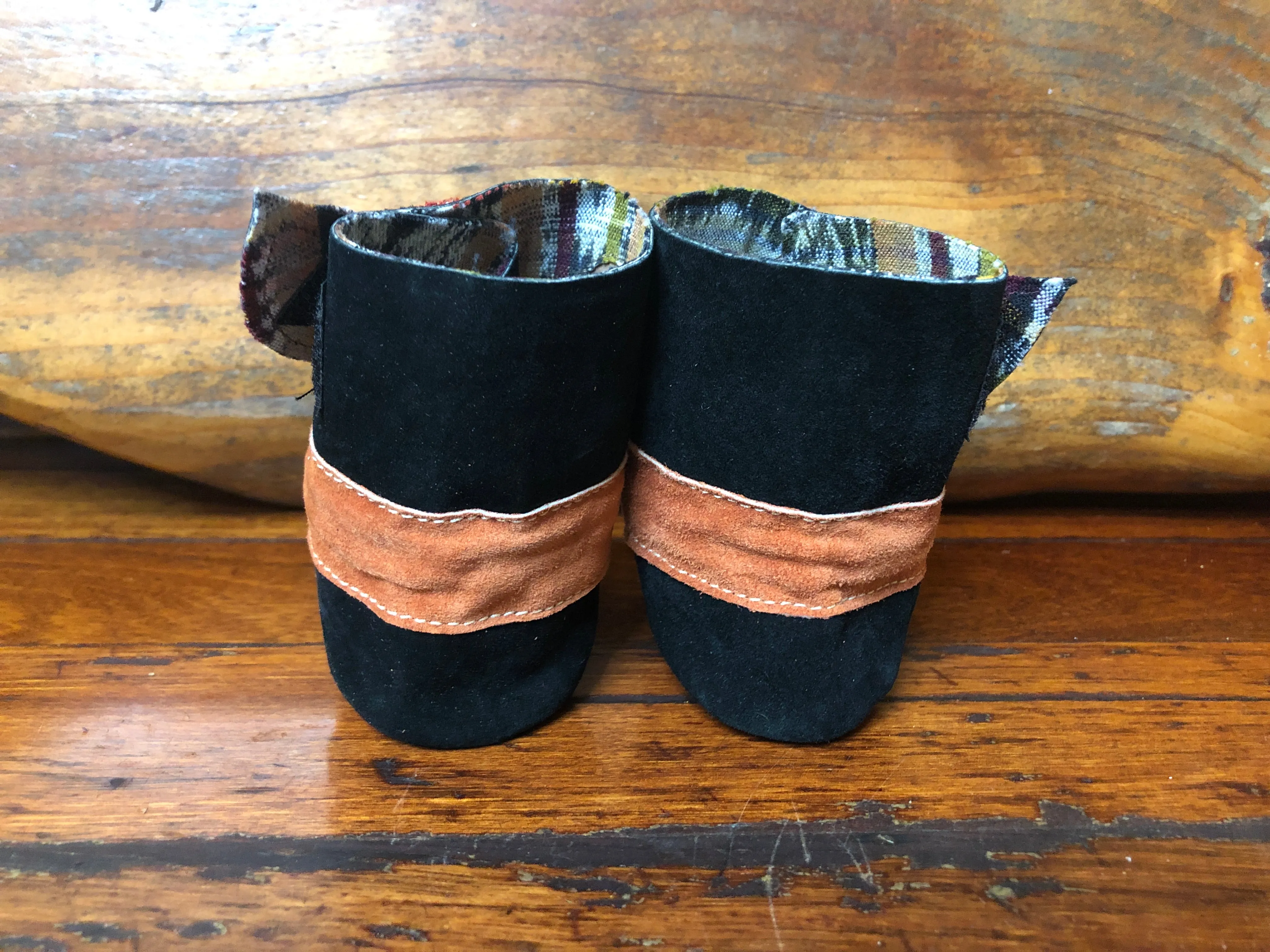 Size 19 Baby Ninja Boots - Black and Orange Flower