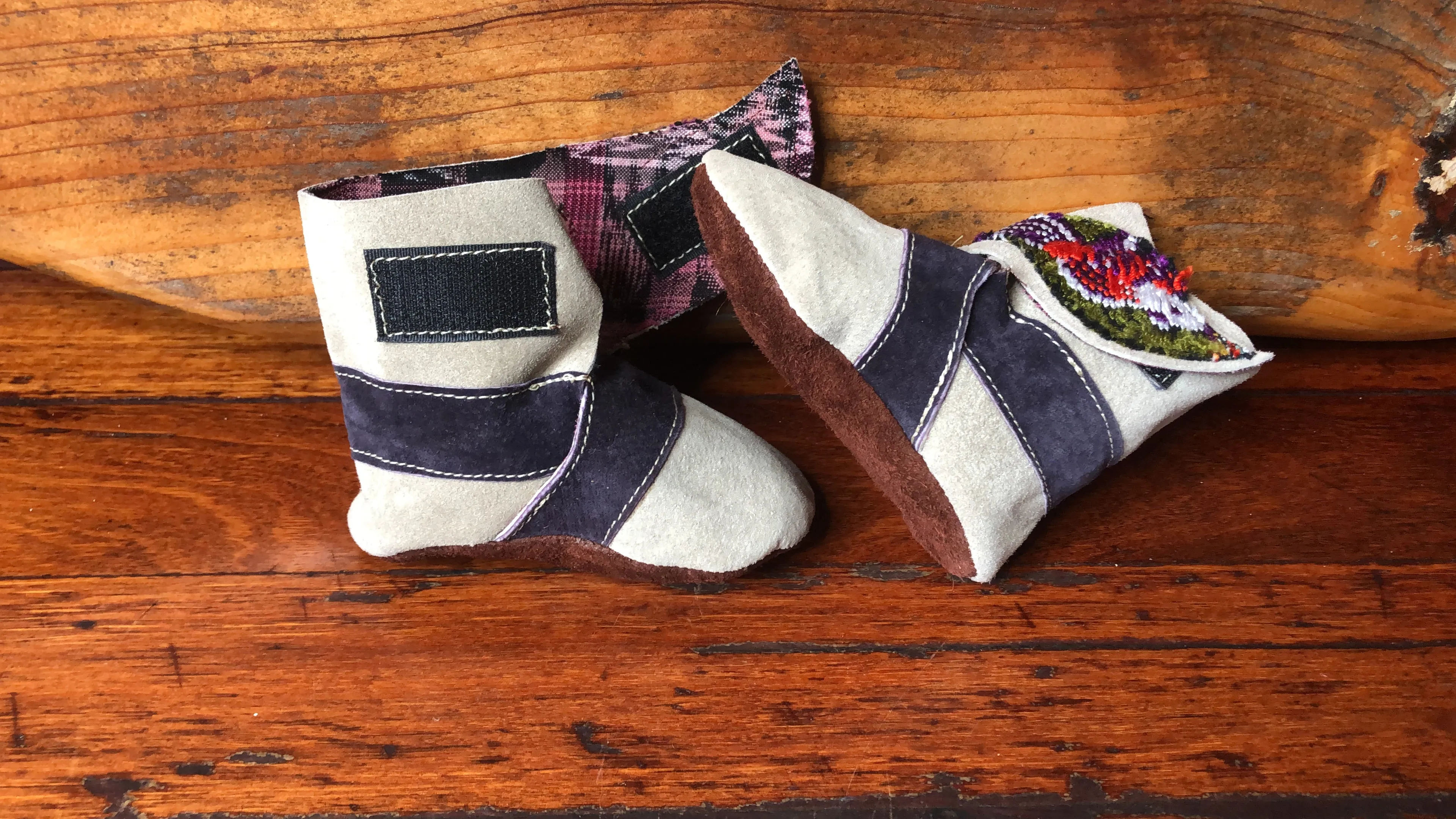 Size 21 Baby Ninja Boots - Tan and Dark Brown Bird