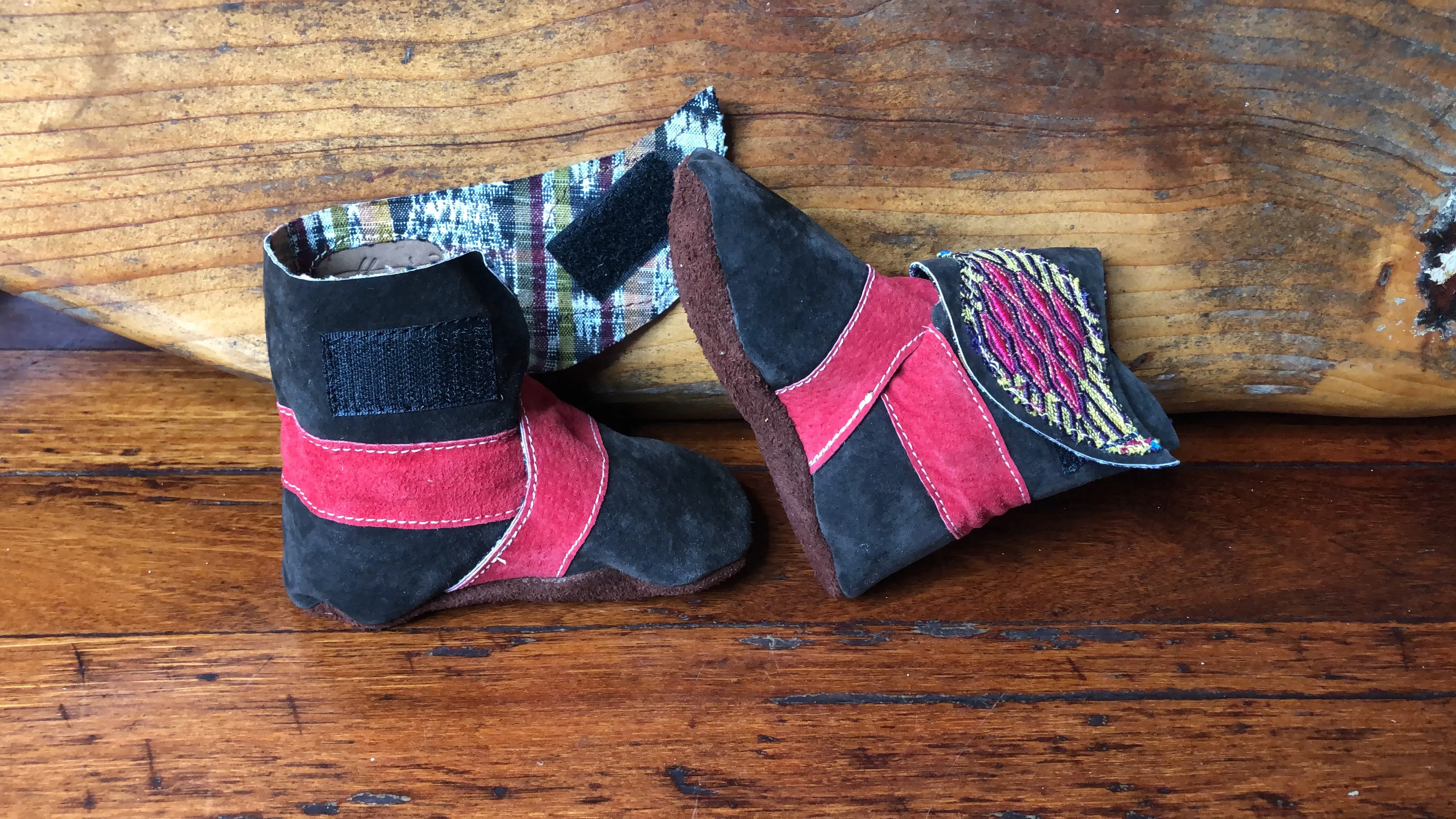 Size 23 Baby Ninja Boots - Black, Hot Pink, Yellow and Pink